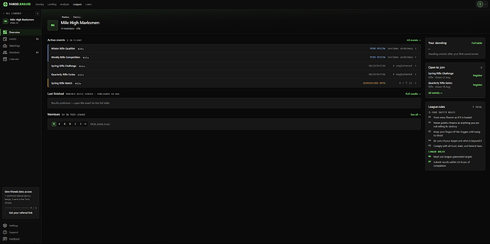 League Detail Page